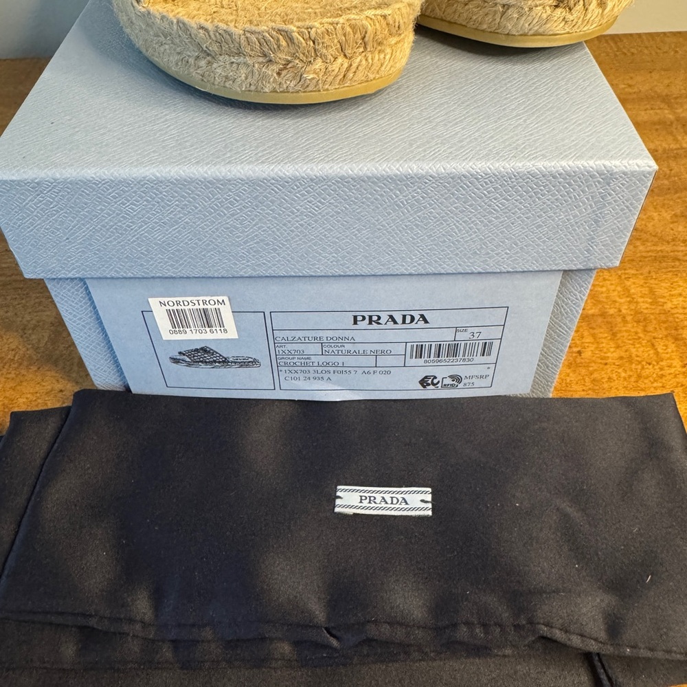 Prada Tan Espadrille Shoes with Intricate Woven Design - Picture 12 of 12